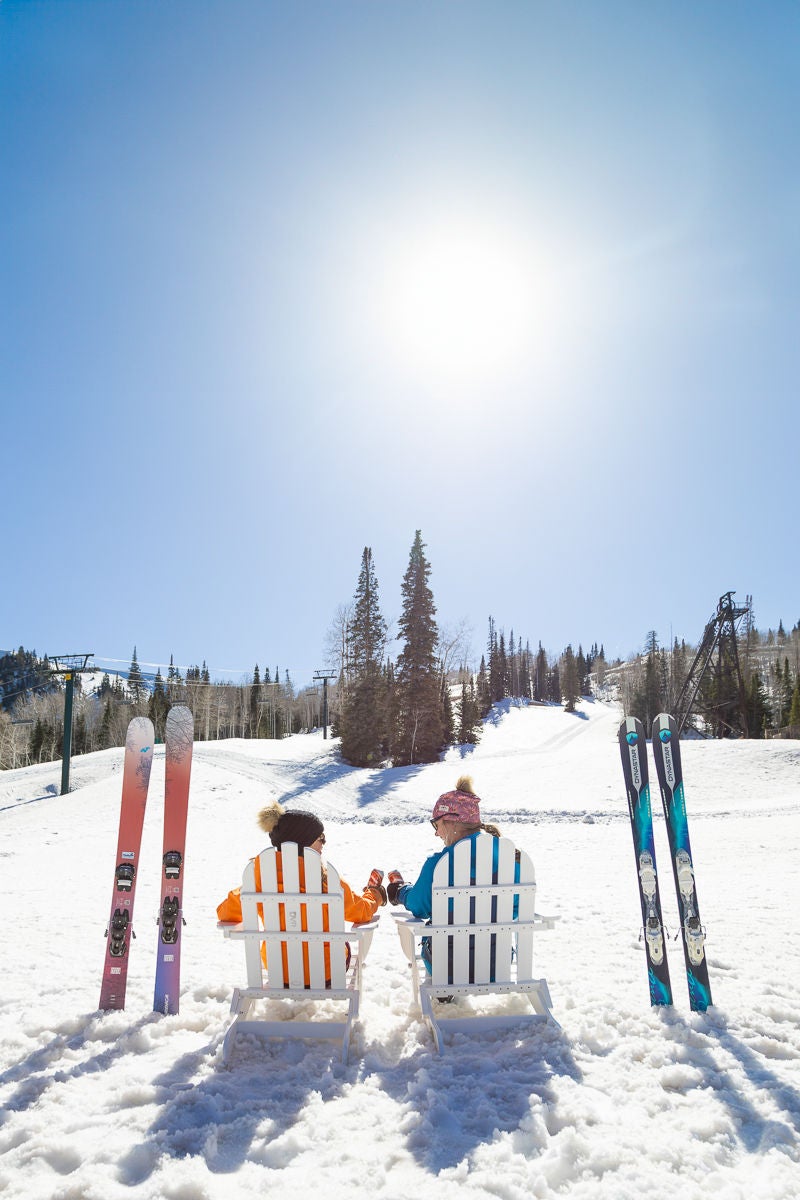 spring skiing on the mountain