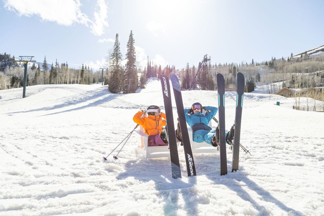 Skiing down the mountain